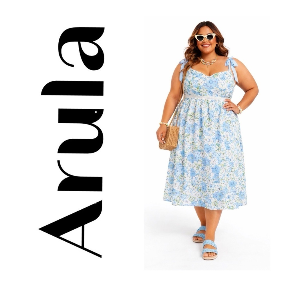 ARULA Altar’d State White Floral Lace Midi Dress